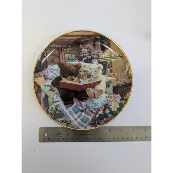 Franklin Mint Heirloom Recommendation "Story Time For Teddy" Collector Plate - Picture 2 of 3